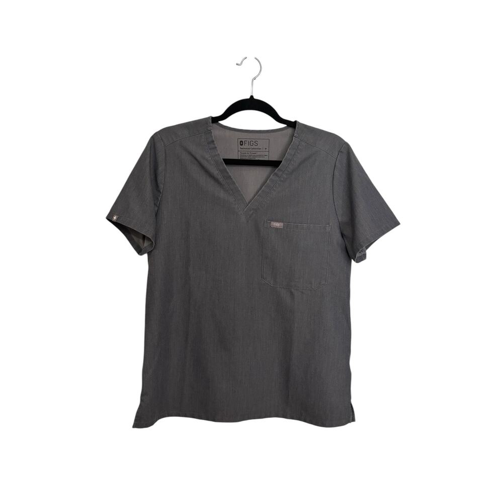 Figs Womens Size Medium Catarina One Pocket Scrub Top Gray V-Neck Short Sleeve